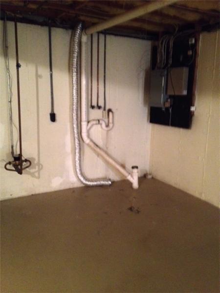Unfinished basement with washer/dryer hookups