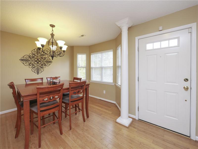 Architectural columns and bay window area