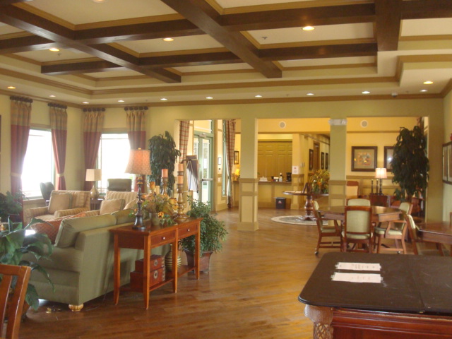 Gathering room with pool table in the Clubhouse