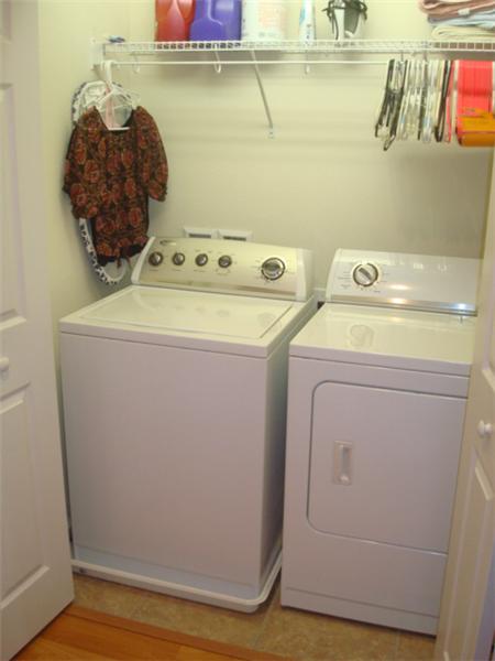 Washer & Dryer come with town home.  Located upstairs