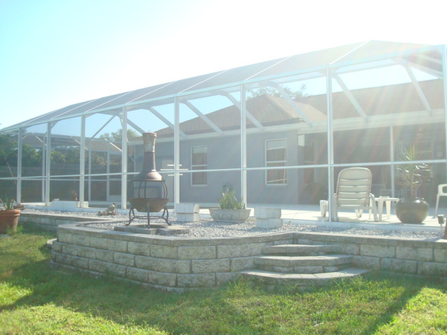 Decorative Retaining wall around Solar Heated Pool