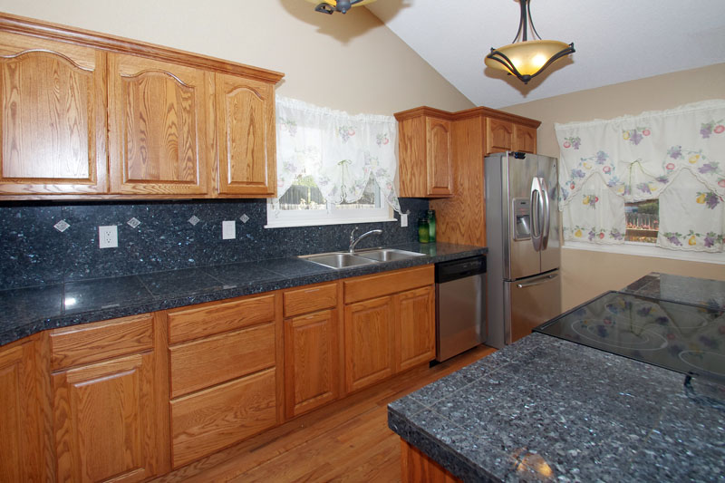 Granite tile counters and backsplash!