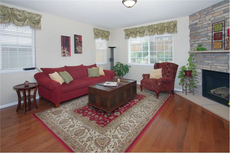 Great room with hardwood floors