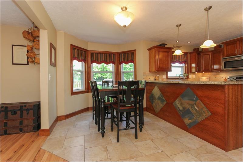 Breakfast nook and bay window.