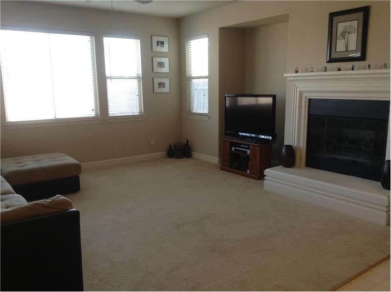 family room with fireplace