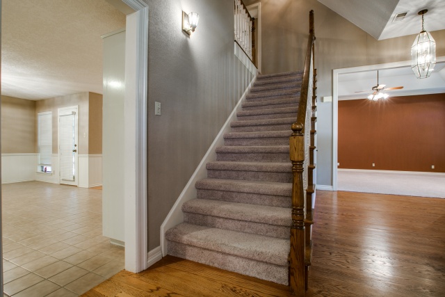 This two story home offers a split bedroom floorplan.