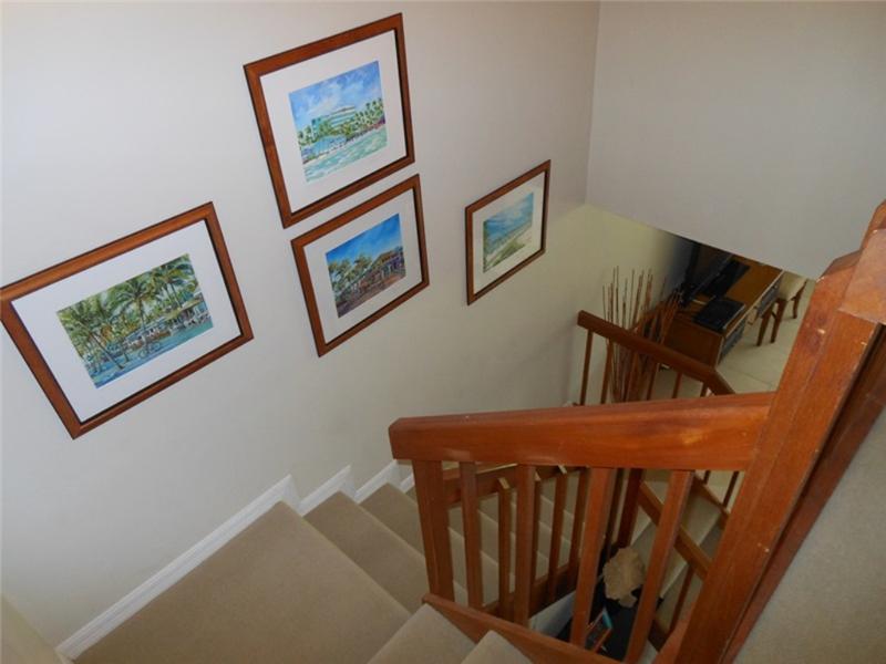 Stairway looking down to living area
