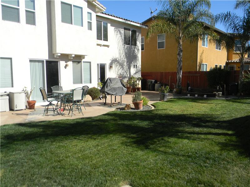 There are horseshoe pits at either end of the lawn