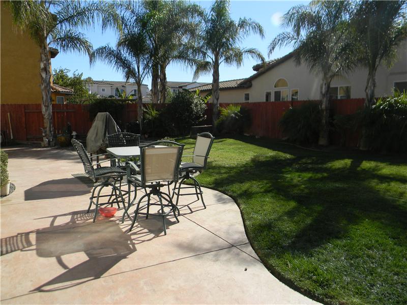 The patio runs the length of the house