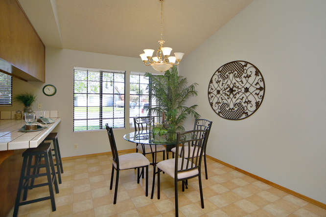 Bright and cheery dining area