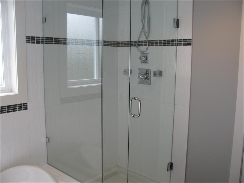 Separate glass shower with massage heads