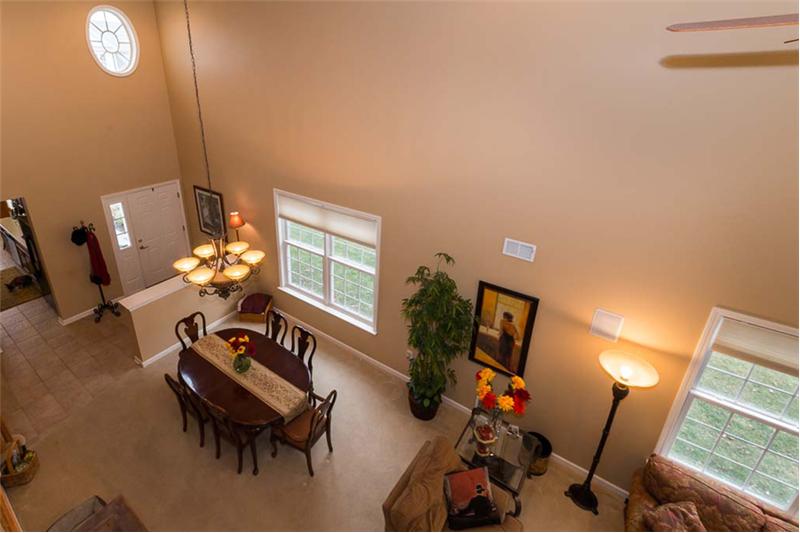 Birds-eye view of great room from loft.