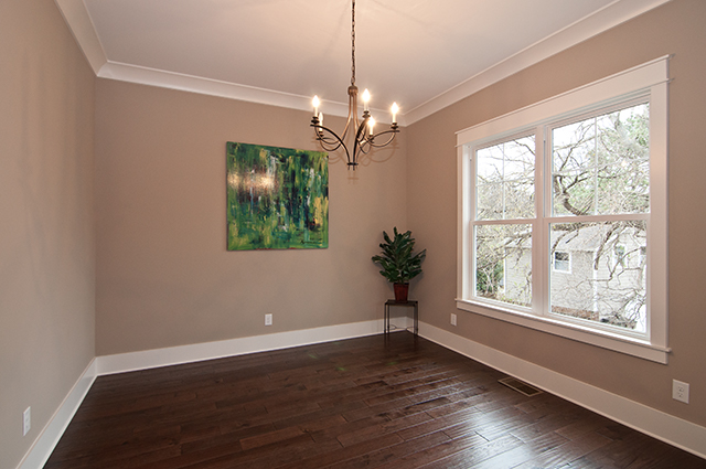 Separte dining overlooks back yard