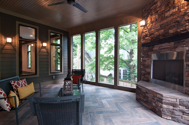 I persaonlly would live on this screened porch with fireplace!