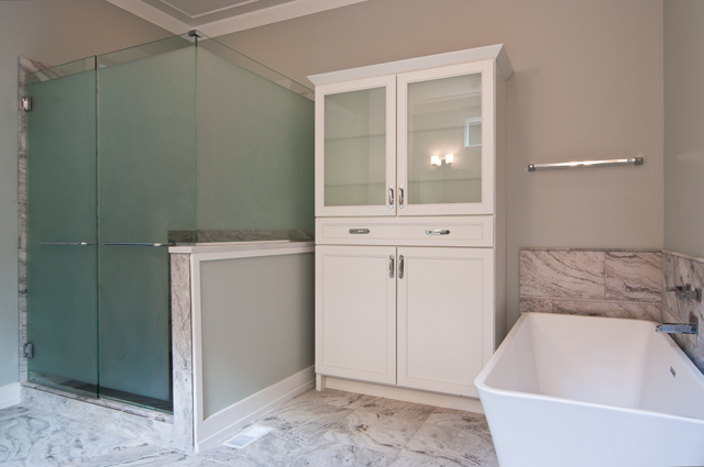 Handsome built-in cabinet for the master bath