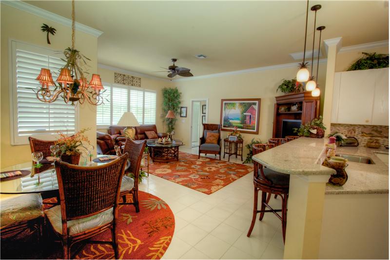 open kitchen flows into family room
