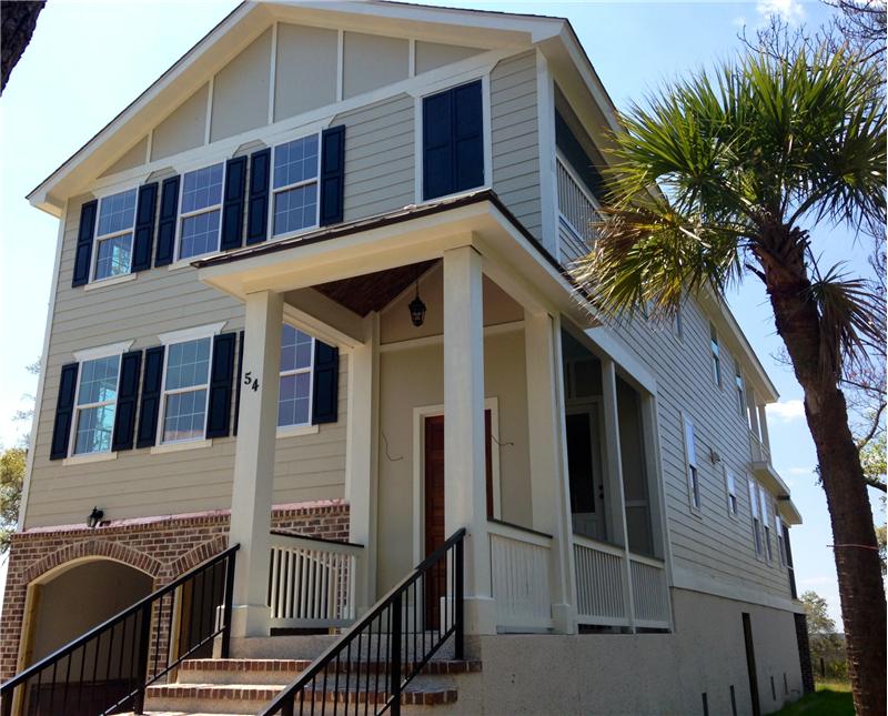 front view of waterfront new home