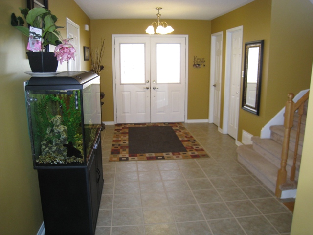 Foyer with Double Glass Insert Entrance Doors
