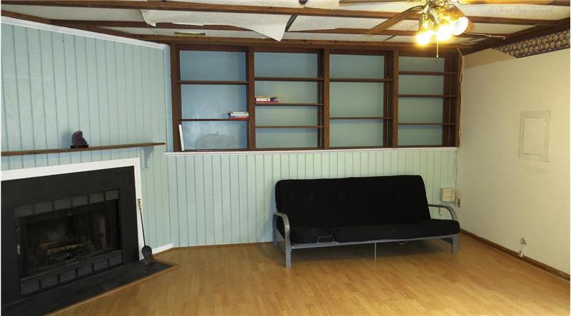 Built-In Bookcases in Basement Family Room