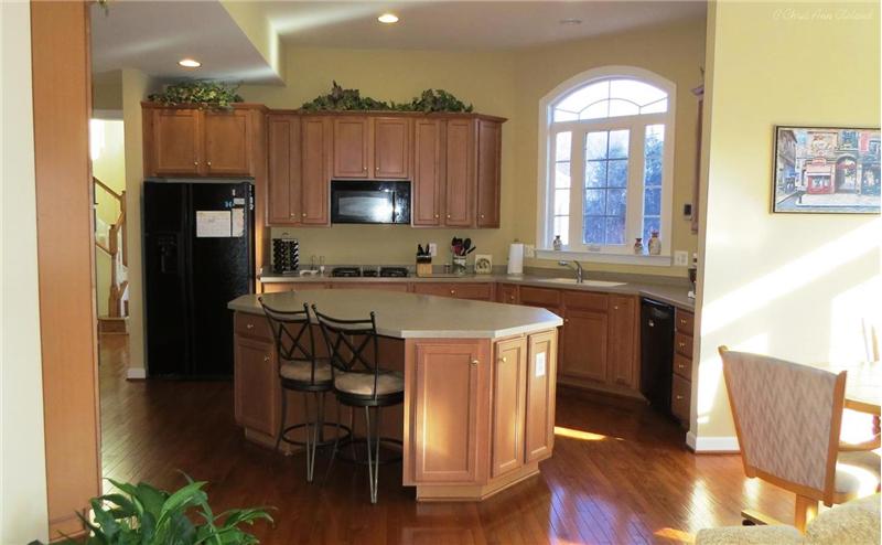 Kitchen has Corian Counters & Maple Cabinets