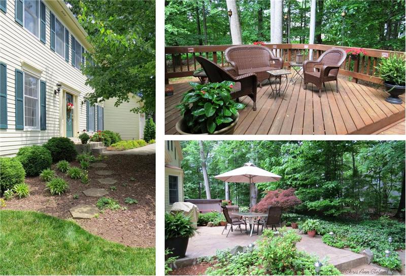 Meticulously Maintained Landscaping, Wood Deck & Stamped Concrete Patio
