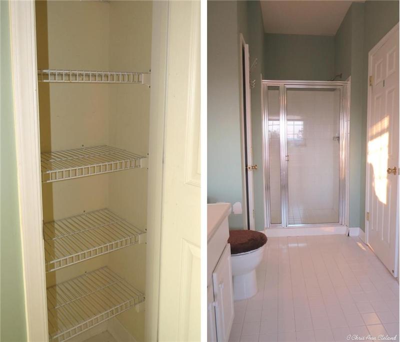 Shower Stall and Linen Closet